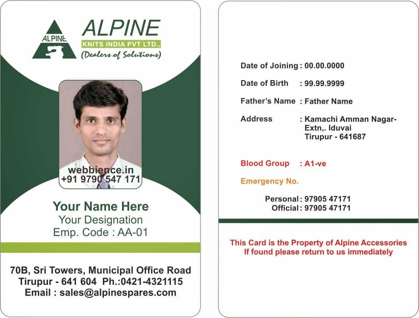 001 Employee Id Card Templates Template Ideas Alpine With Regard To Employee Card Template Word