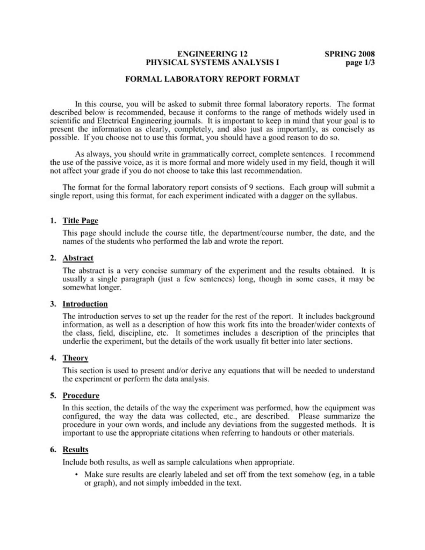 001 Formal Lab Report Template Ideas Frightening Engineering Inside Engineering Lab Report Template