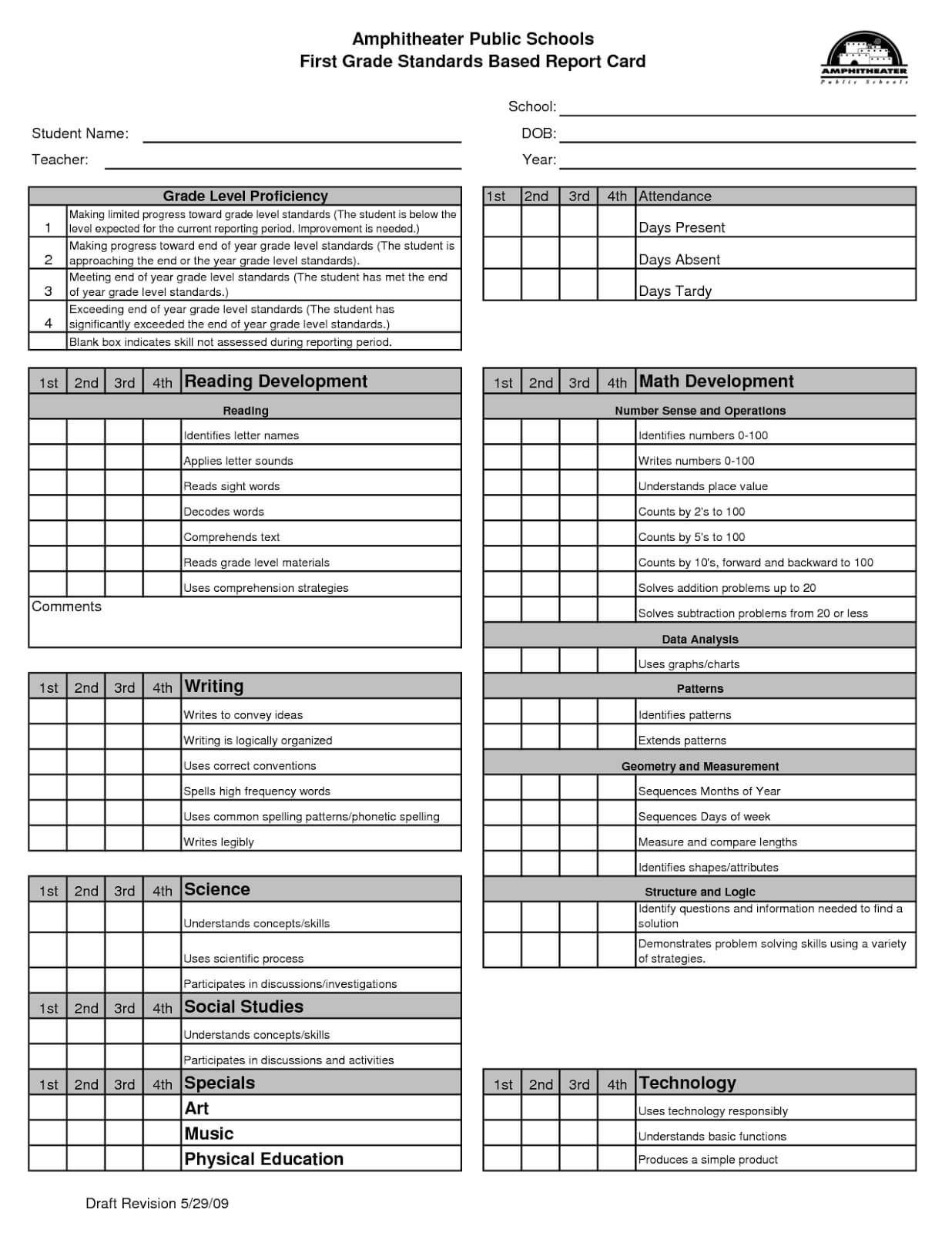 001 Kindergarten Report Card Template Pertaining To Report Card Format Template