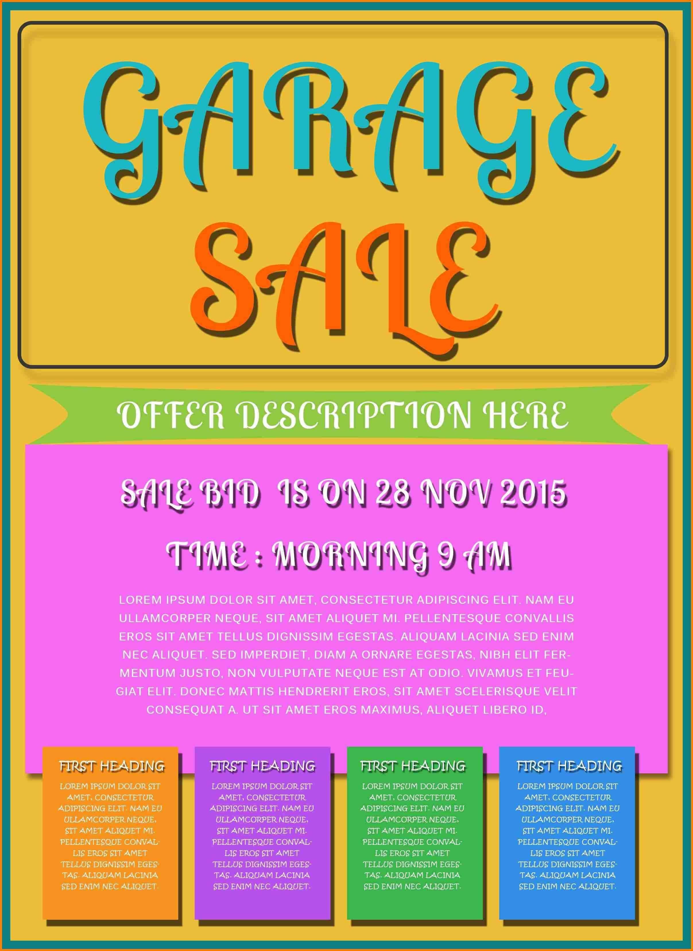 001 Template Ideas Garage Sale Flyer Free Printable Flyers Pertaining To Garage Sale Flyer Template Word