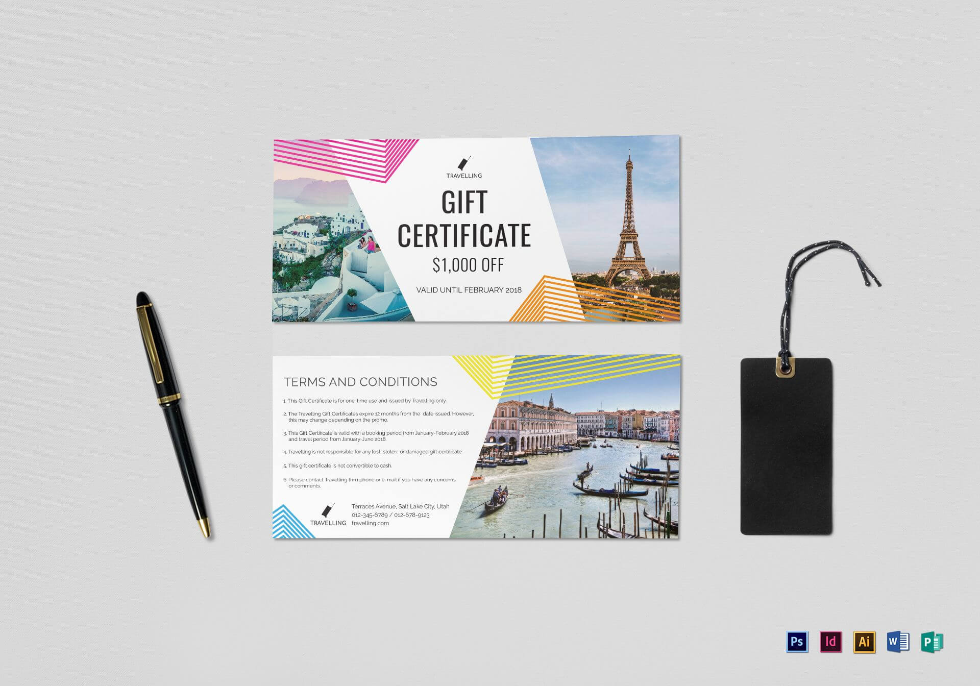 001 Travel Gift Certificate Mock Up Template Striking Ideas With Free Travel Gift Certificate Template