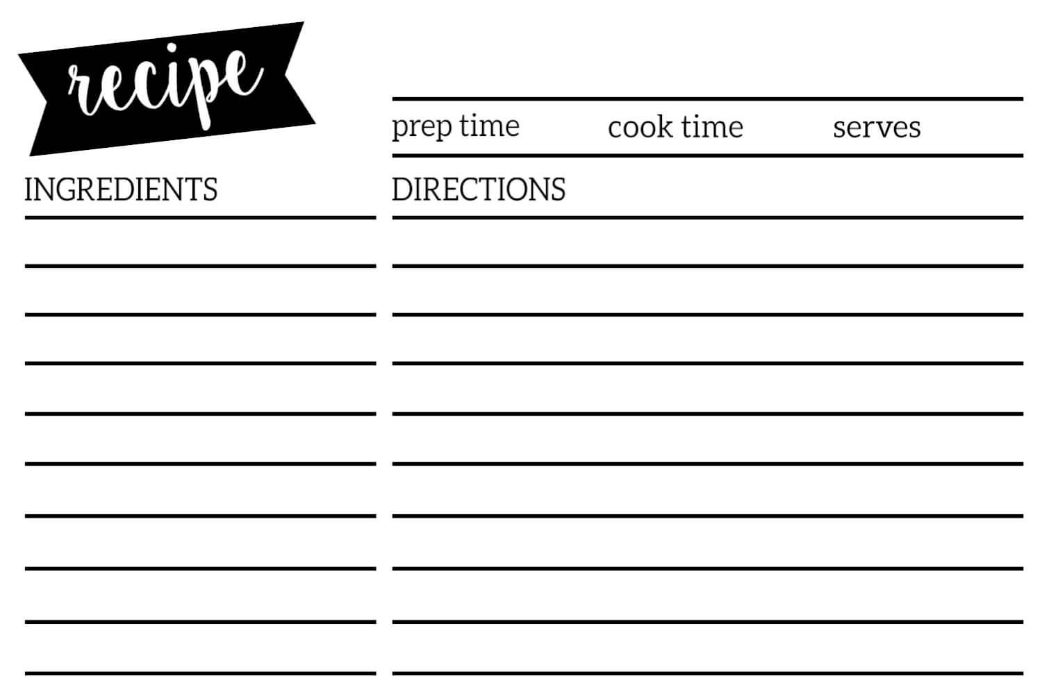 free fillable recipe cards - Ficim Throughout Fillable Recipe Card Template
