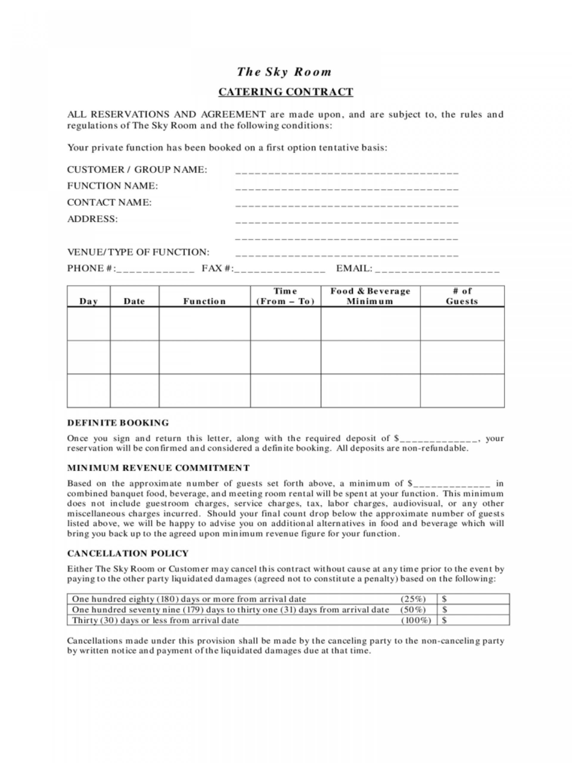 002 Free Catering Contract Template Unbelievable Ideas Form Regarding Catering Contract Template Word