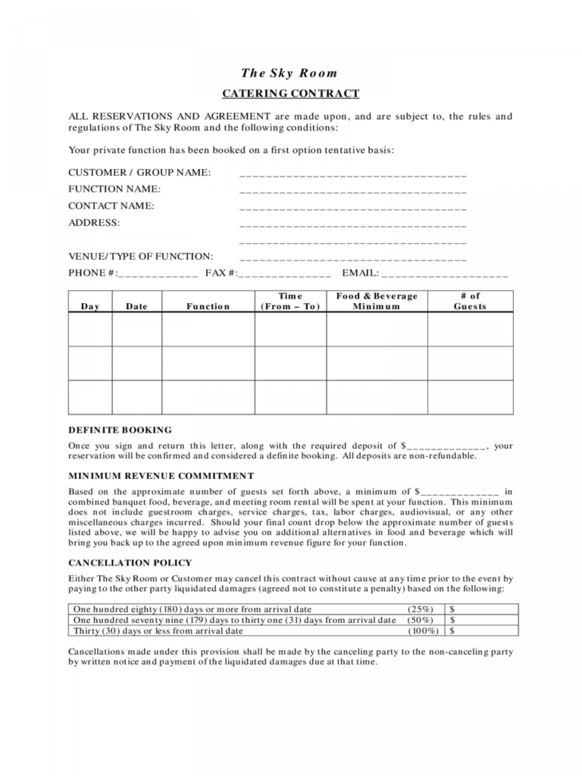 002 Free Catering Contract Template Unbelievable Ideas Form Regarding Catering Contract Template Word