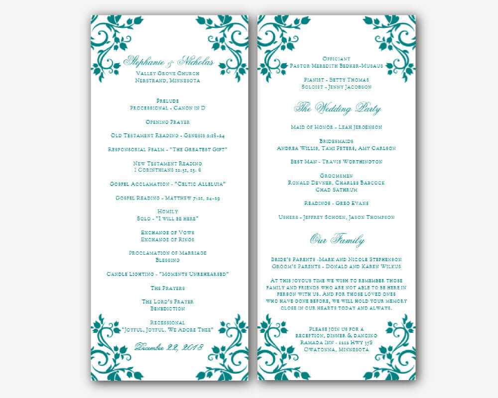 002 Free Printable Wedding Program Templates Word Menu With Regard To Free Printable Wedding Program Templates Word