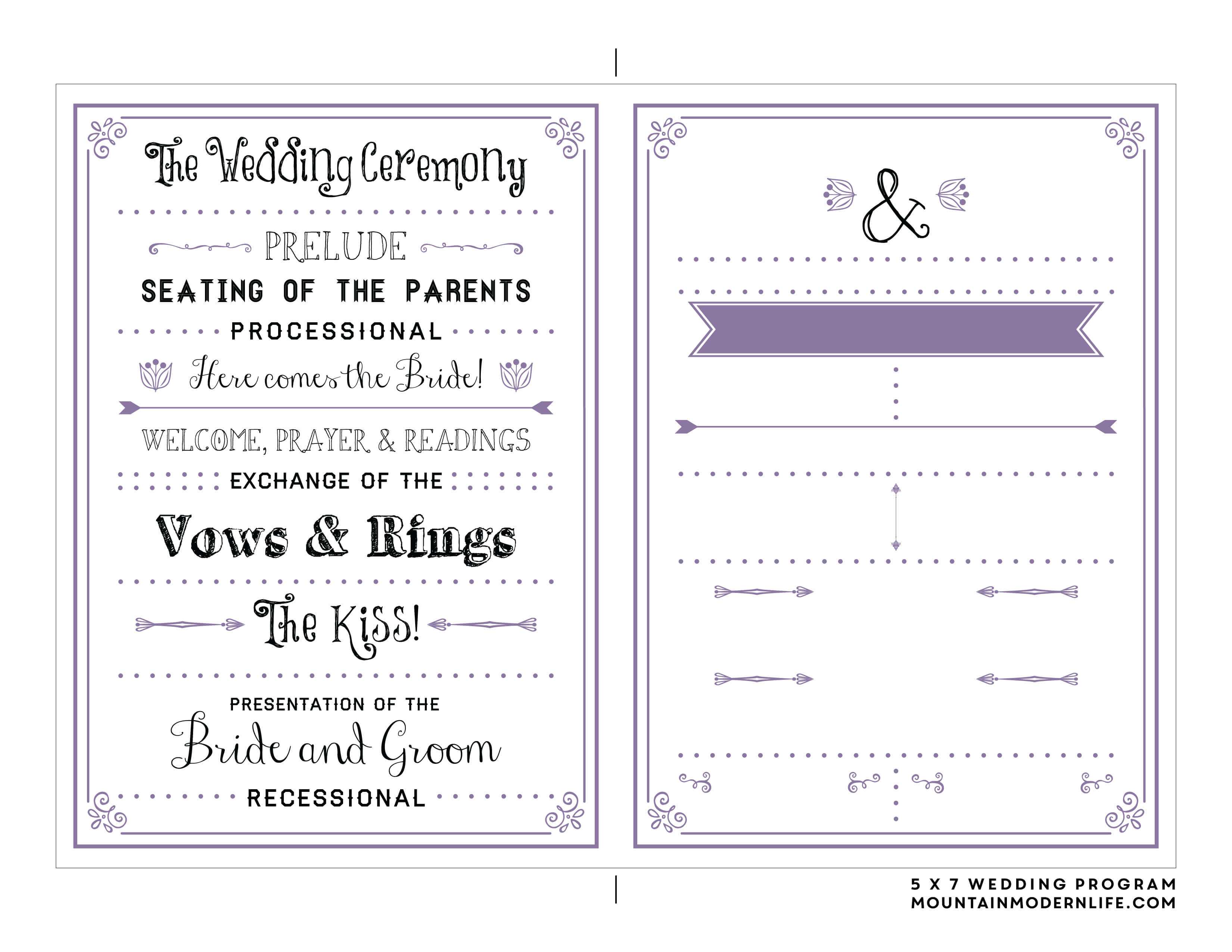 002 Free Program Templates For Word Template Ideas Wedding Within Free Printable Wedding Program Templates Word