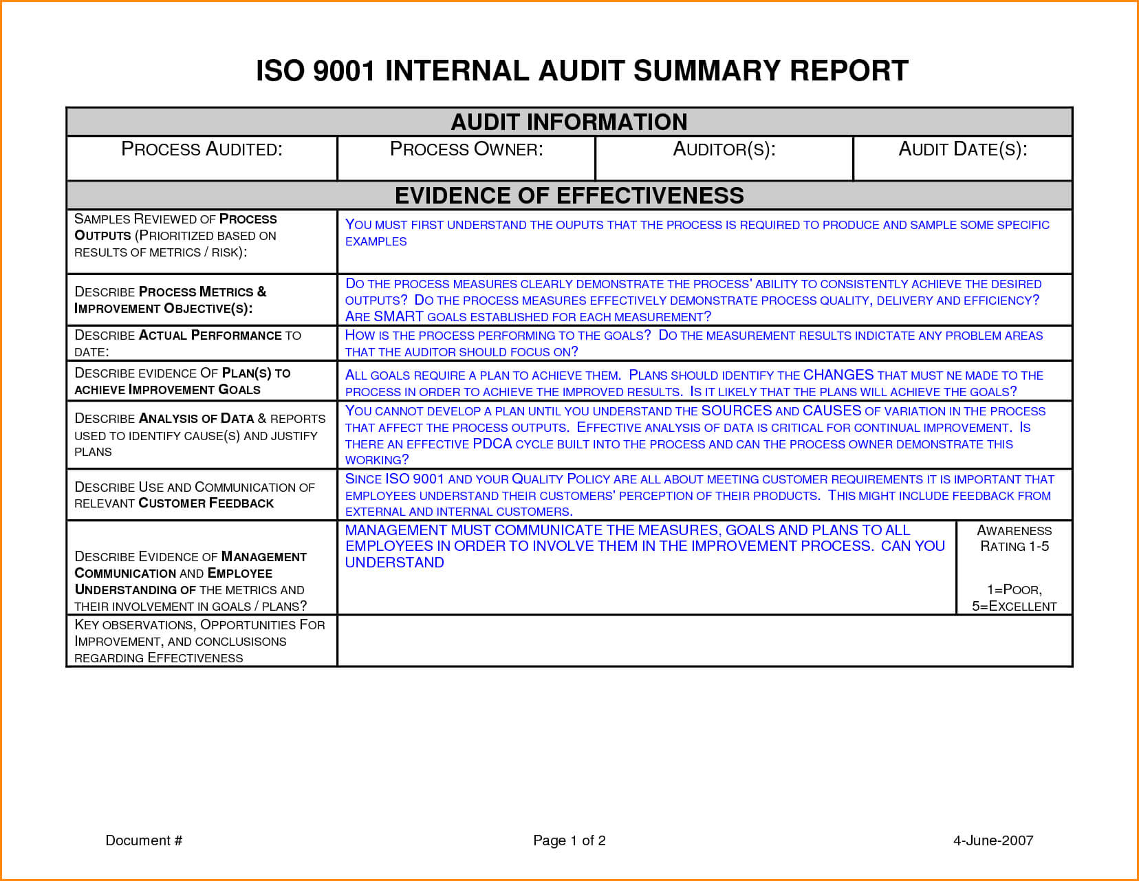 002 Internal Audit Report Template Ideas Sample 32402 Throughout Iso 9001 Internal Audit Report Template