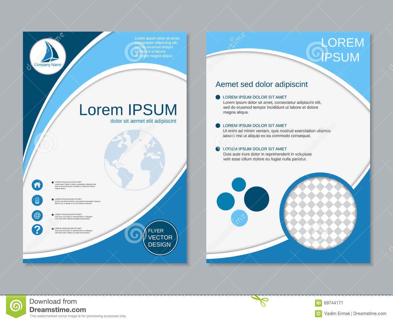 002 Modern Two Sided Booklet Vector Template Professional With One Sided Brochure Template