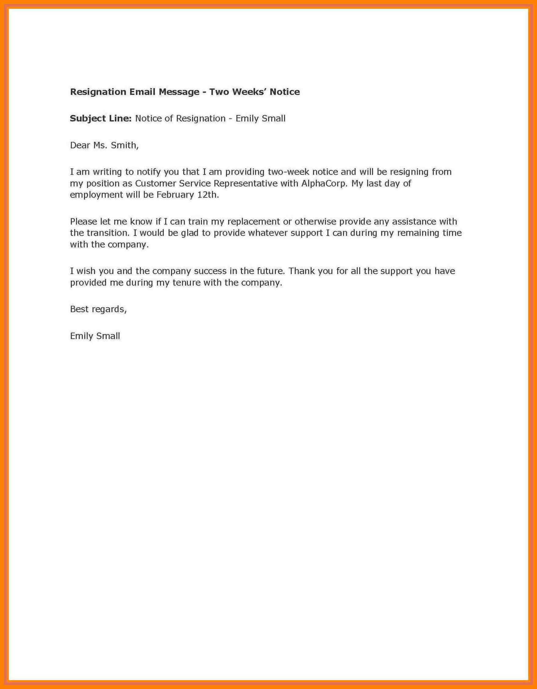 002 Week Notice Template Word Ideas Two Weeks Letter Example in 2 Weeks Notice Template Word