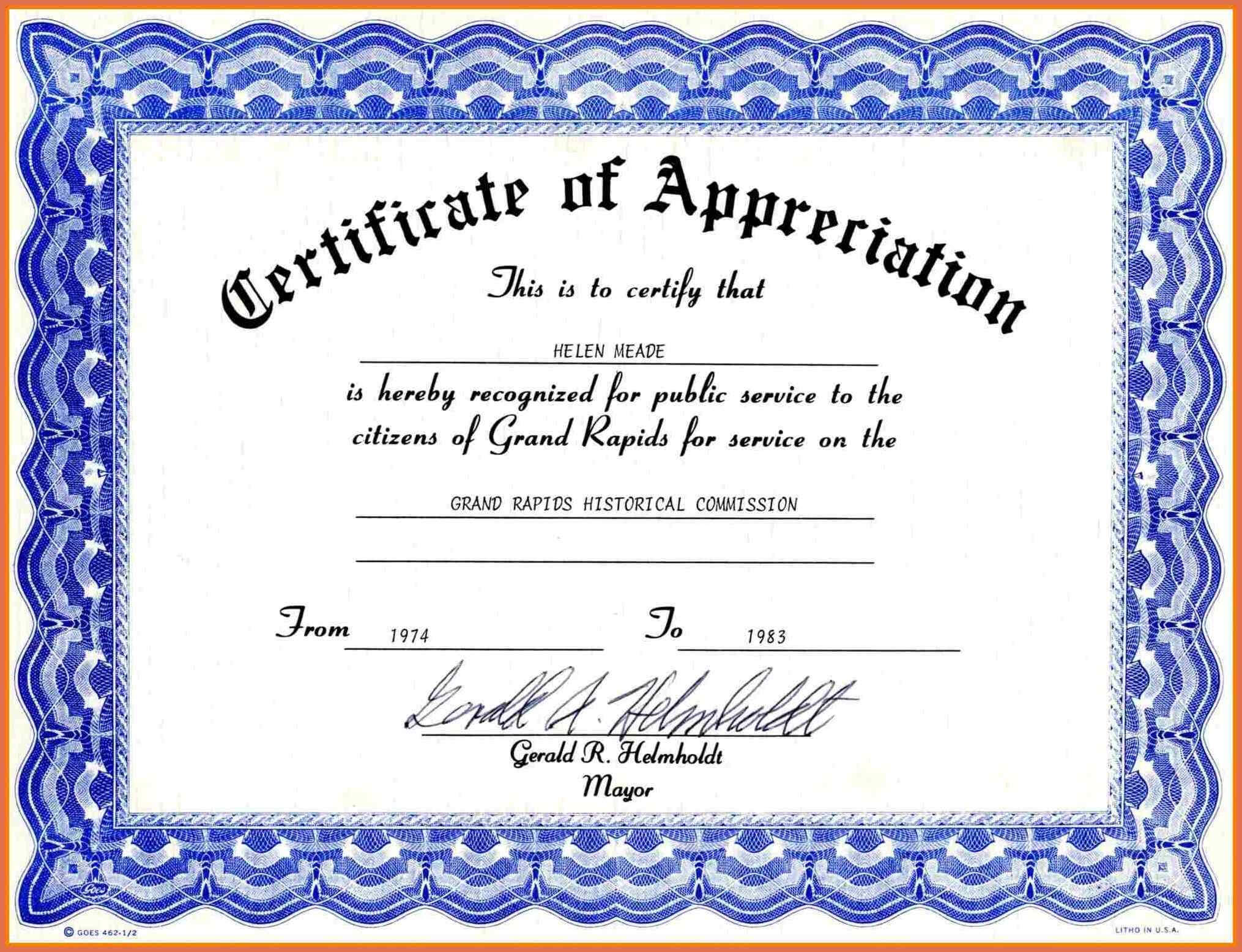 003 Certificate Of Appreciation Template Word Ideas Best Intended For Free Certificate Of Appreciation Template Downloads
