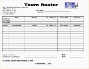 Depth Chart Template Excel