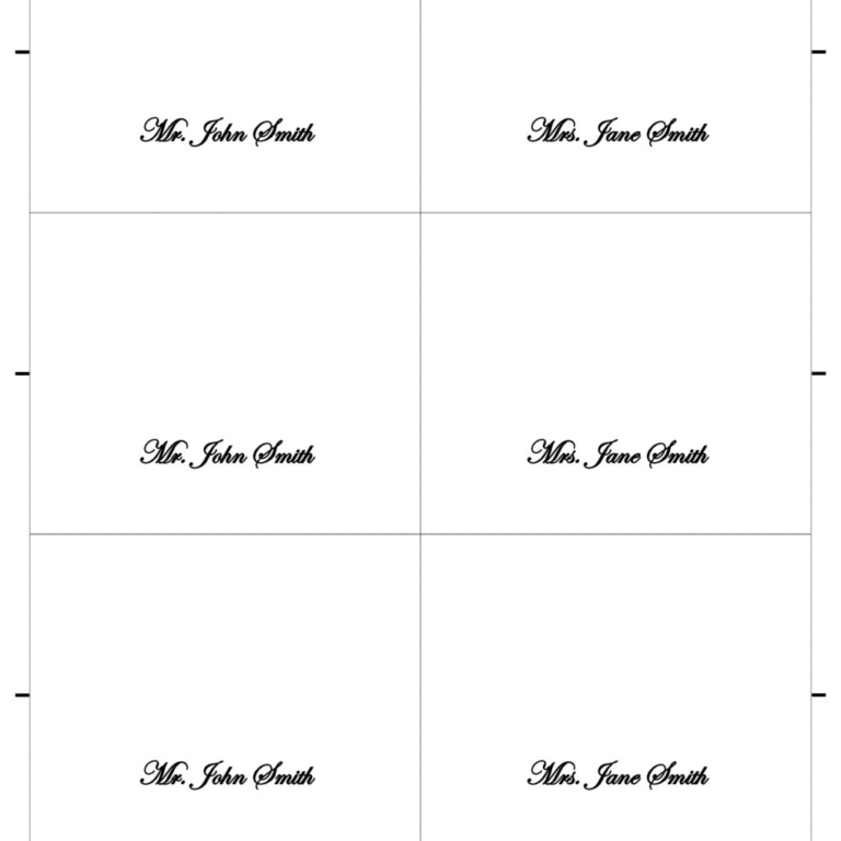 Free Place Card Templates 6 Per Page