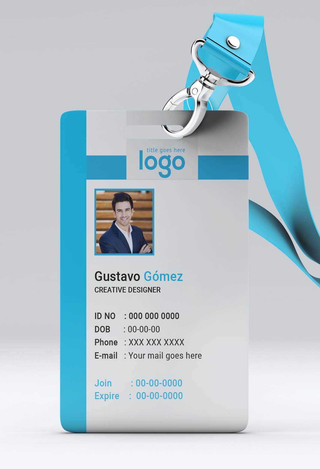 003 Id Card Template Free Ideas Intended For Portrait Id Card Template