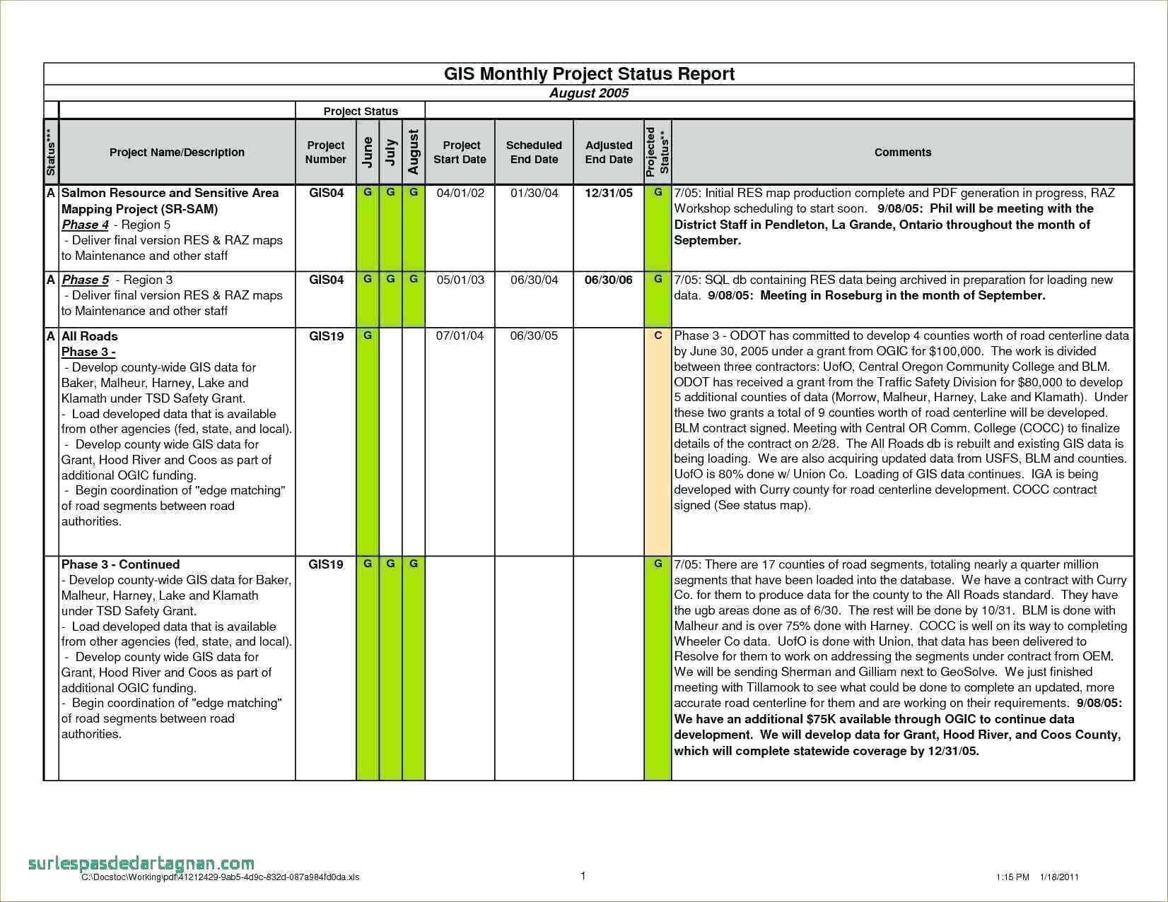 003 Status Report Template Excel 20Project Progress Excel20S With Construction Status Report Template