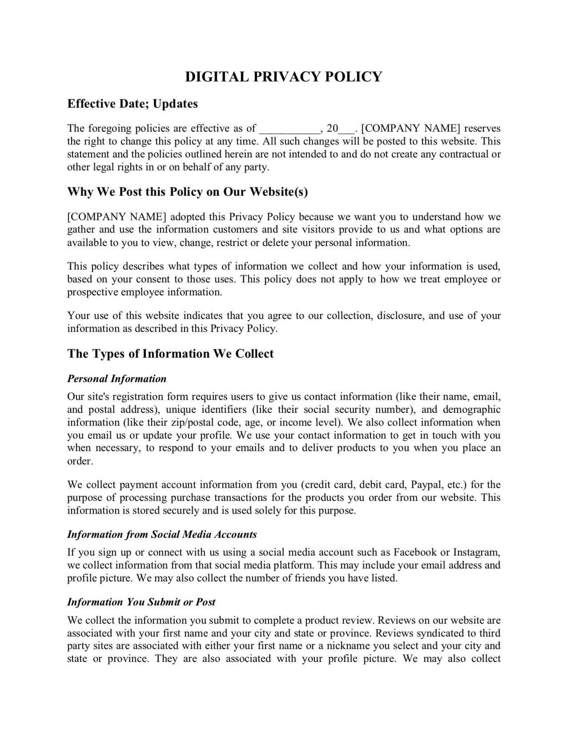 003 Template Ideas 0012214 Privacy Policy For Impressive With Credit Card Privacy Policy Template
