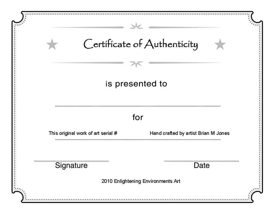 003 Template Ideas Certificate Of Authenticity Unforgettable Inside Certificate Of Authenticity Template