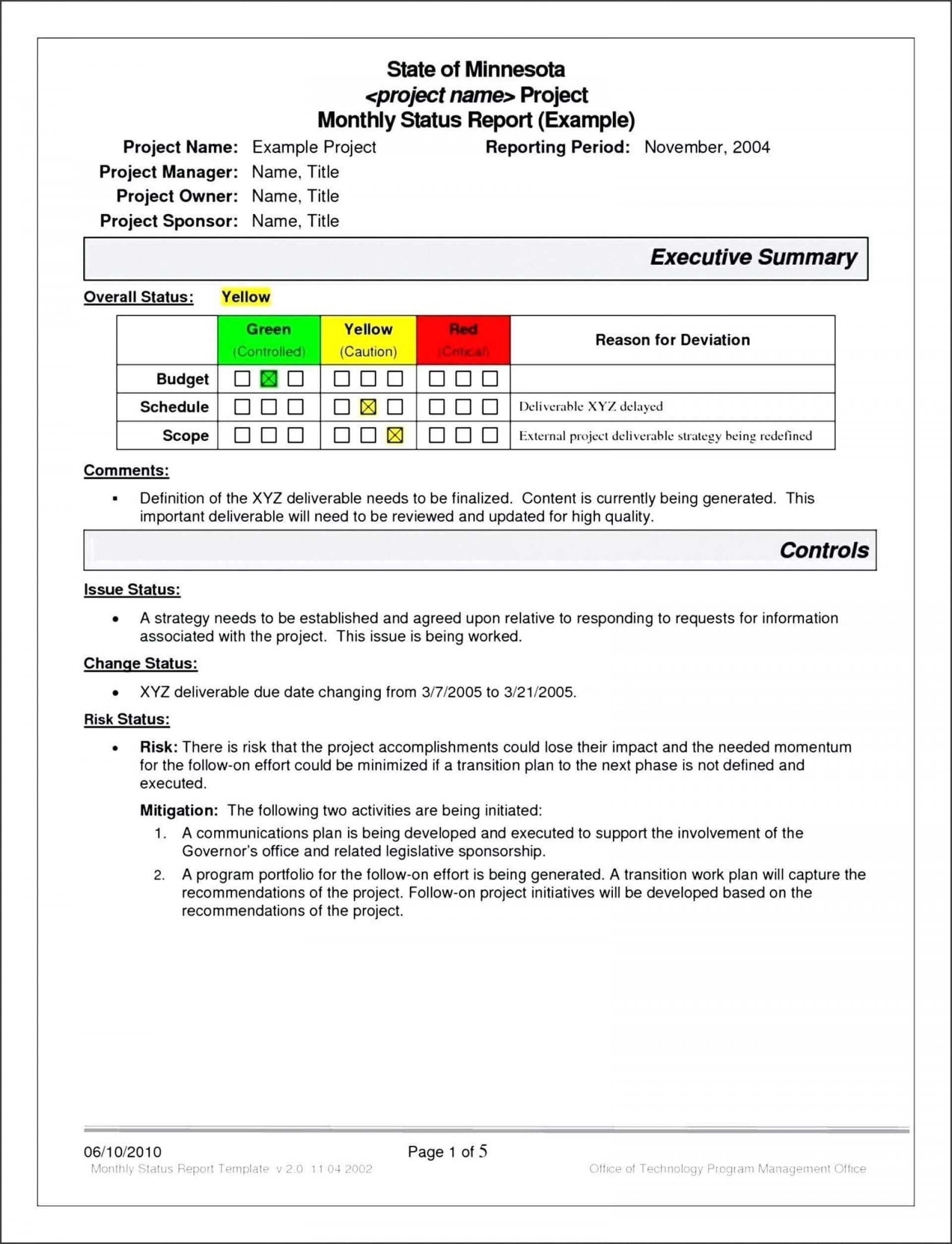 004 20Project Progress Report Excel Free Management Status In Monthly Program Report Template