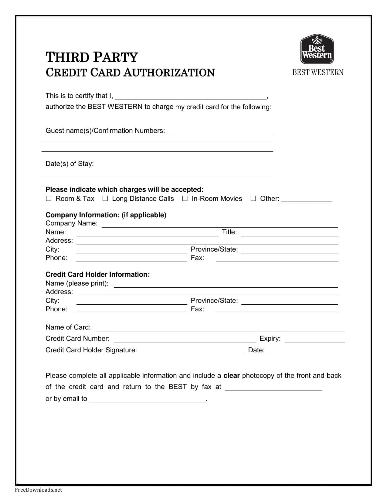004 Credit Card Authorization Template Ideas Best Western With Credit Card Payment Form Template Pdf