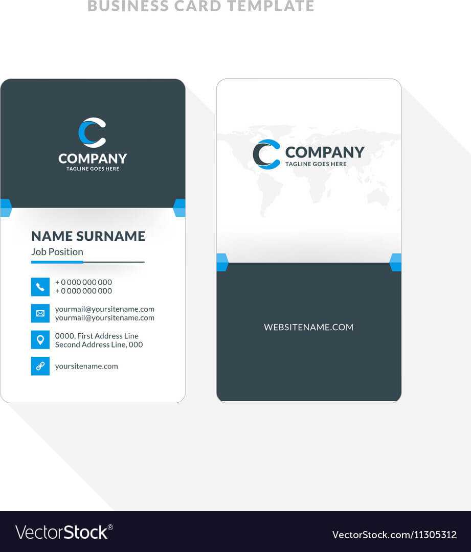 004 Template Ideas Vertical Double Sided Business Card Blue Within Double Sided Business Card Template Illustrator