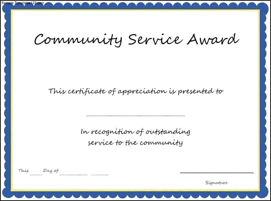 005 Community Service Certificate Template Length Of Best For Recognition Of Service Certificate Template