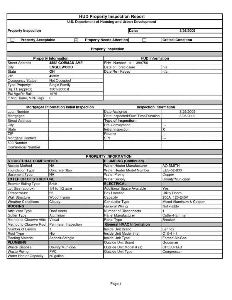 005 Home Inspection Report Forms Free Form Pdf Pertaining To Home Inspection Report Template Pdf