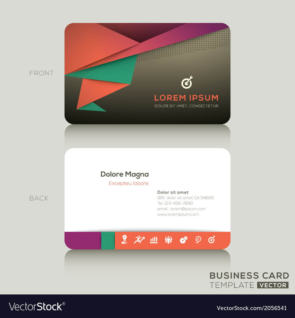 005 Modern Business Cards Design Template Vector Ideas Card With Regard To Front And Back Business Card Template Word