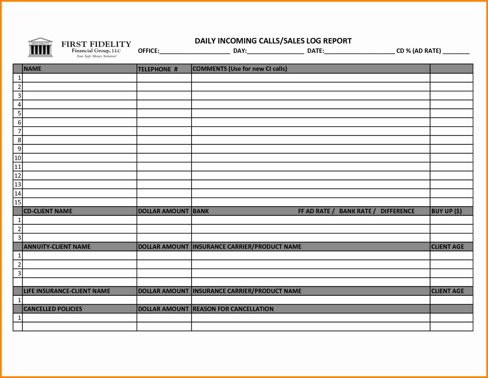 005 Sales Call Reporting Template Ideas Daily Report Free Throughout Daily Sales Call Report Template Free Download