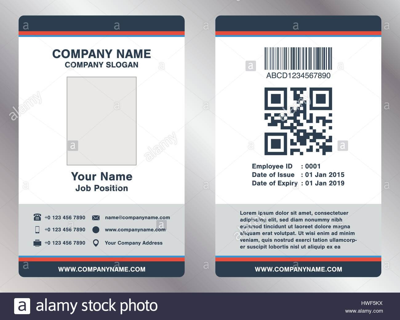 005 Simple Employee Business Name Card Template Vector With Employee Card Template Word