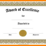 006 Certificate Of Recognition Template Word Ideas Award With Award Of Excellence Certificate Template