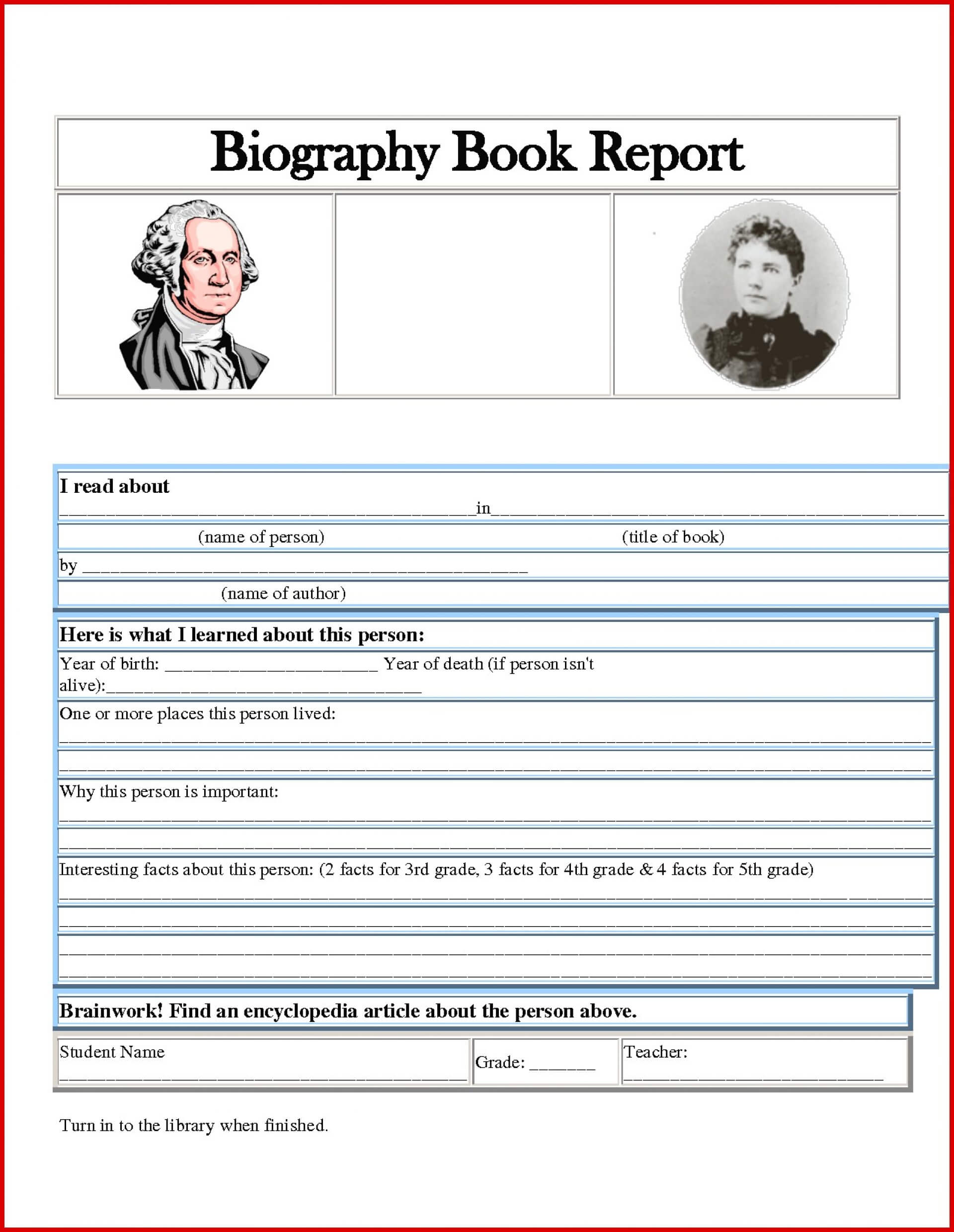 006 One Page Book Report Template New Awesome Author Within Biography Book Report Template