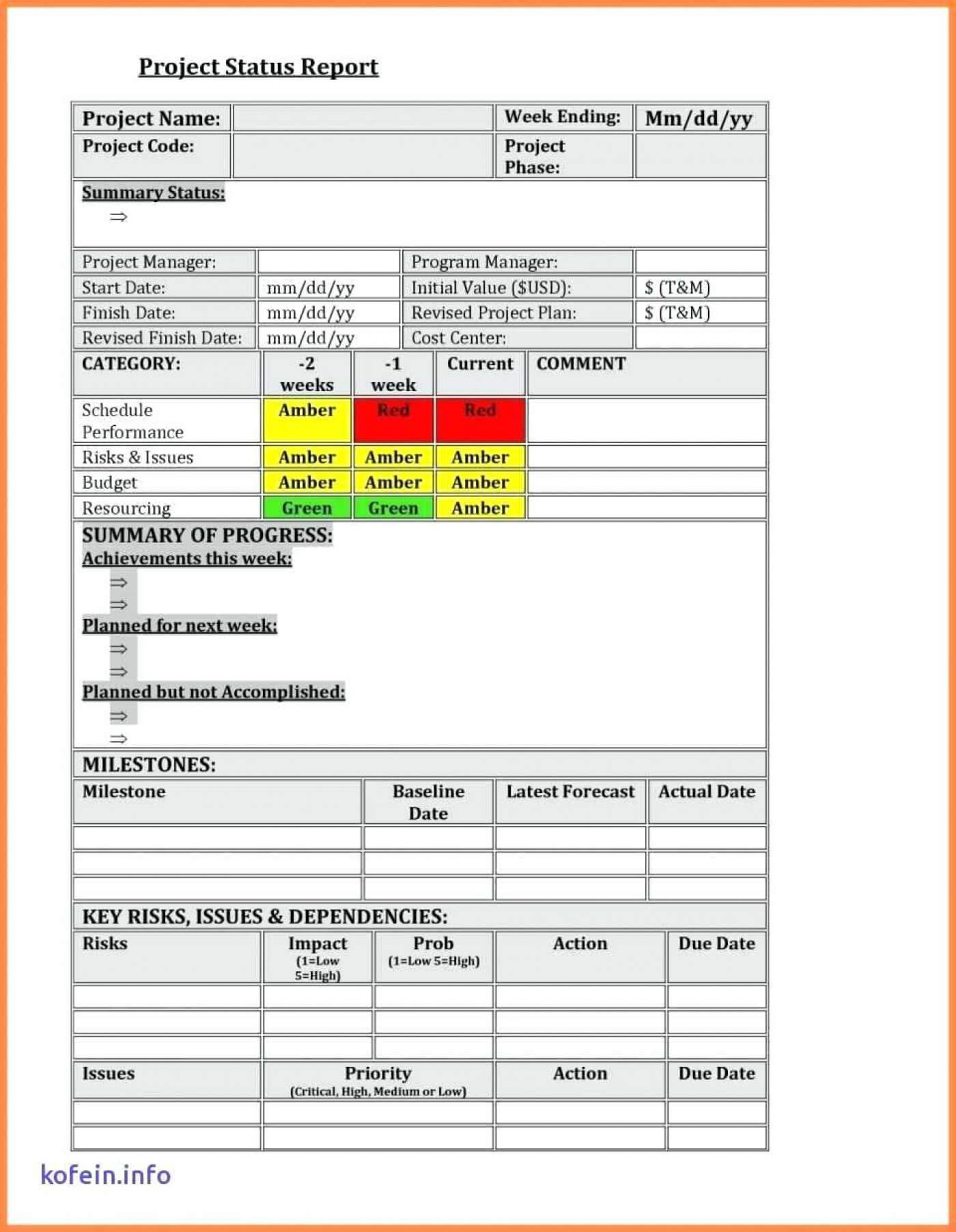 006 Project Management Status Report Template Ideas Shocking Intended For Monthly Status Report Template Project Management