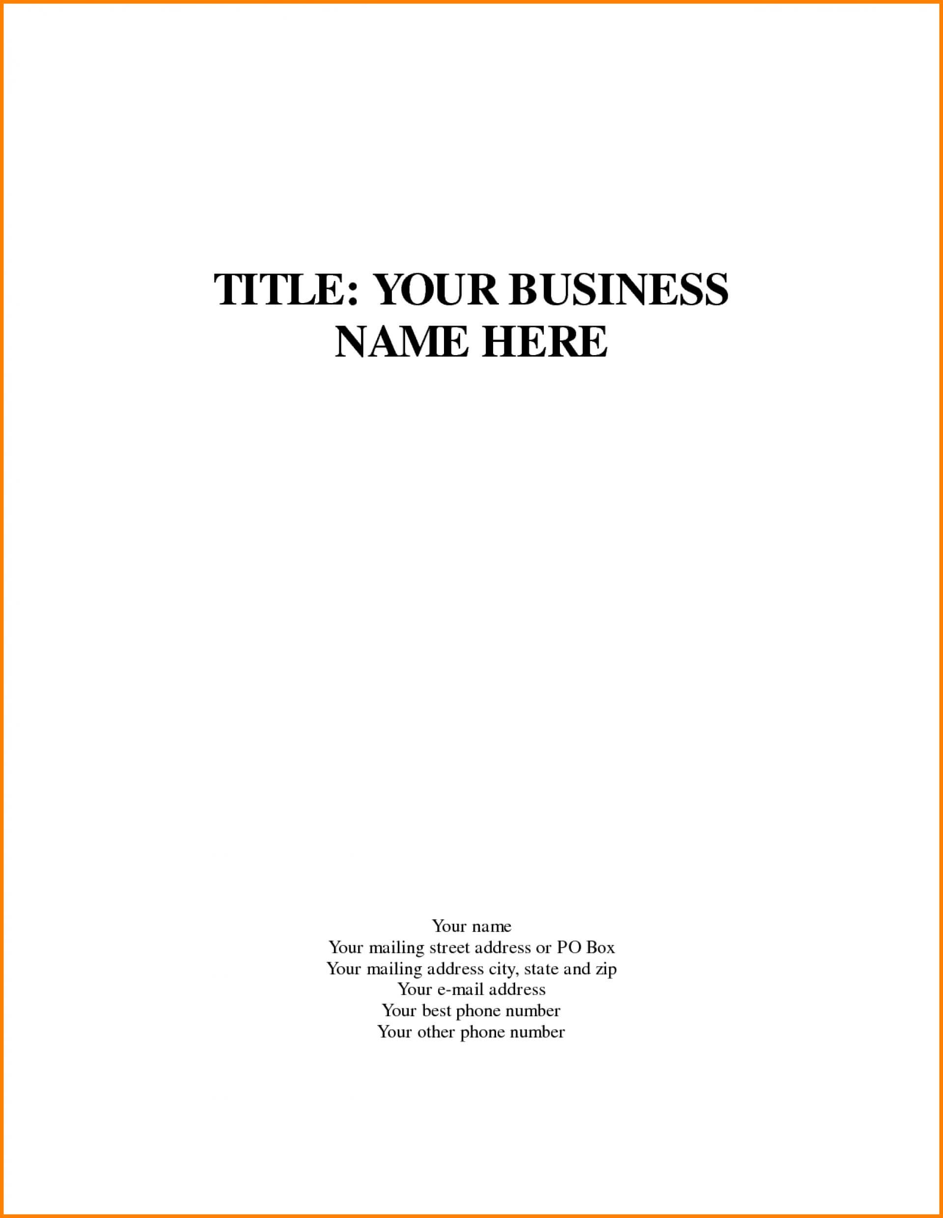 007 Business Plan Cover Page Template Marvelous Templates With Word Title Page Templates