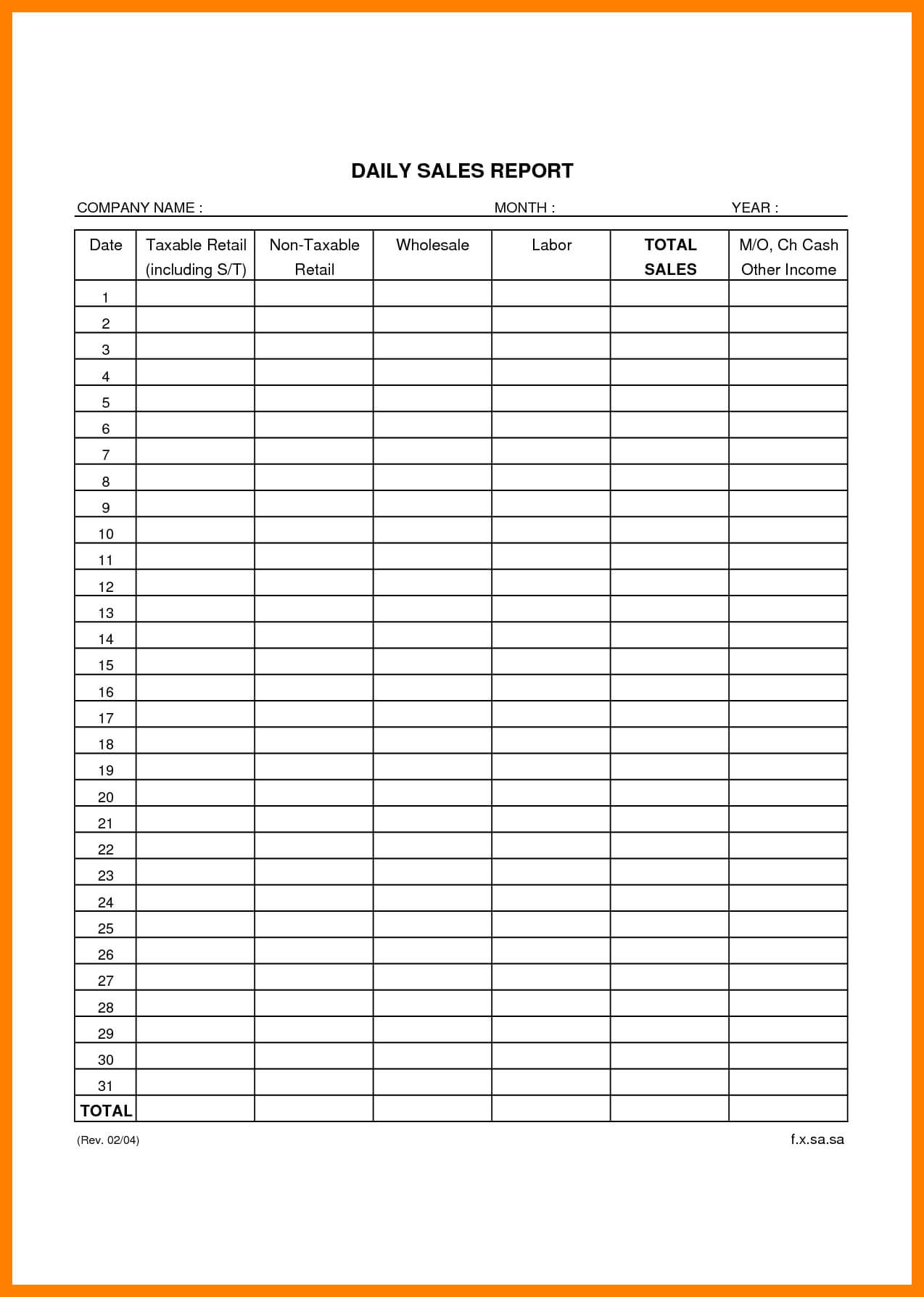 007 Daily Sales Report Template Retail Business Templates Pertaining To Excel Sales Report Template Free Download