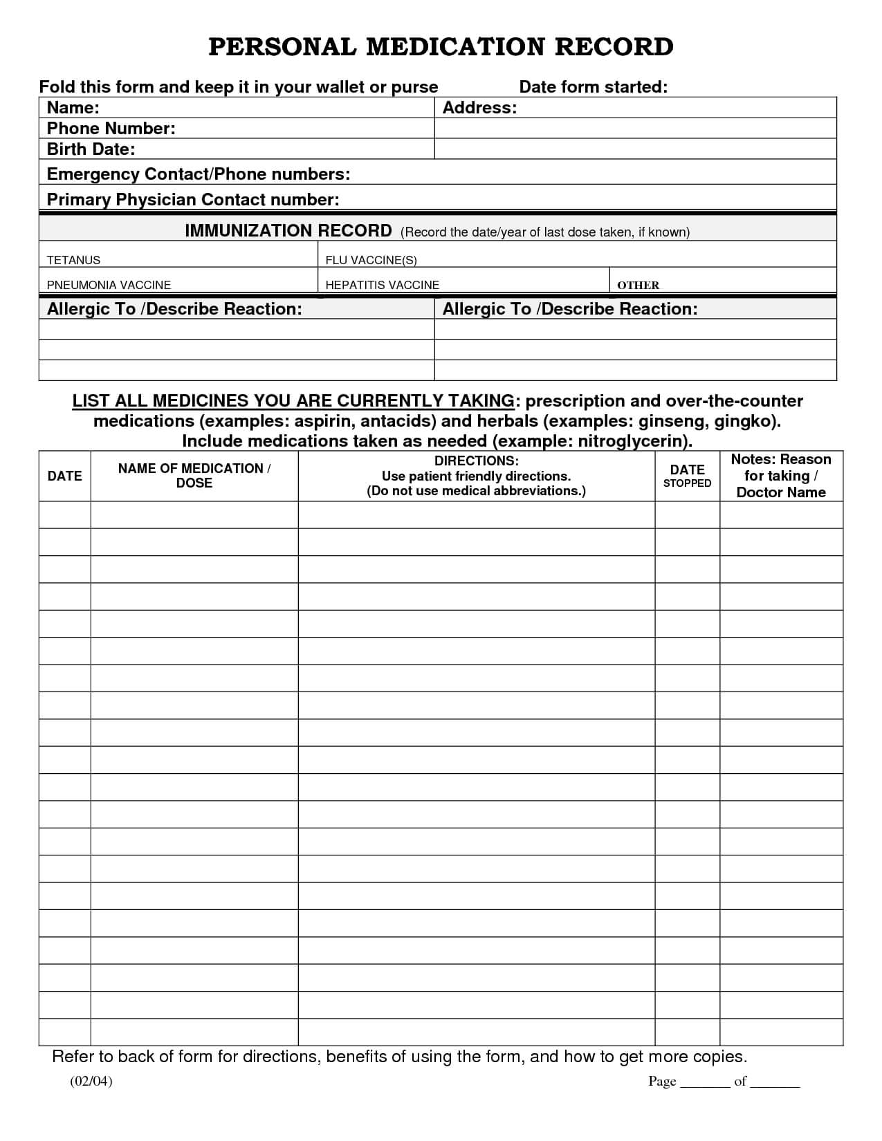 007 Printable Medication List Template 25744 Medical Wallet Pertaining To Medication Card Template