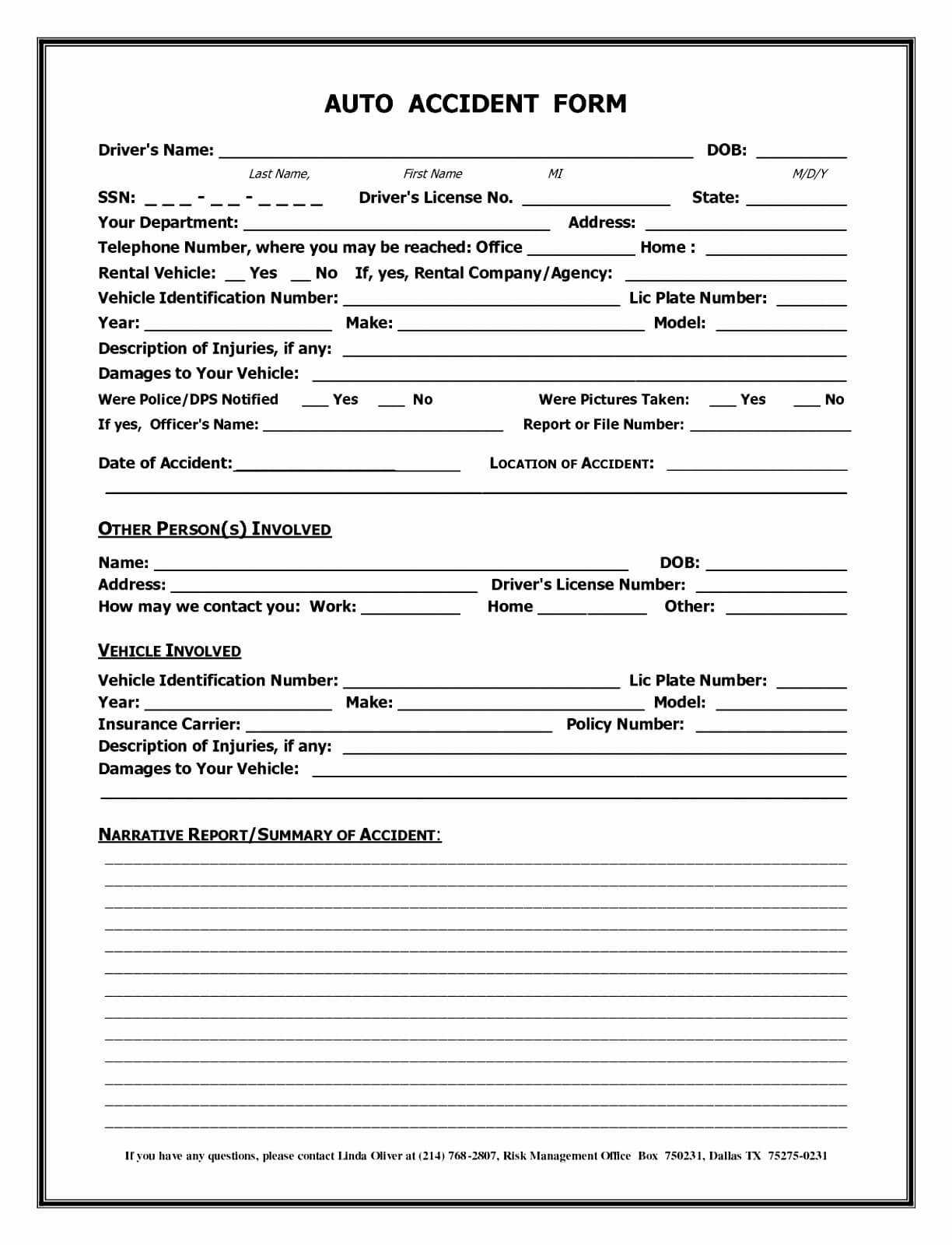 Collisions Wit
h Accident Report Form Template Uk