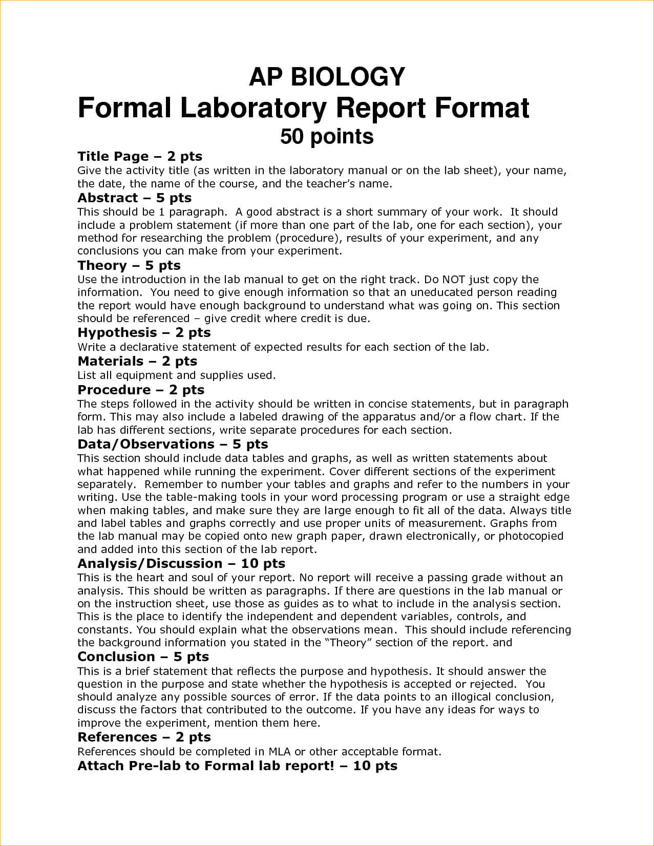 How to Format a Biology Lab Report Throughout Biology Lab Report Template