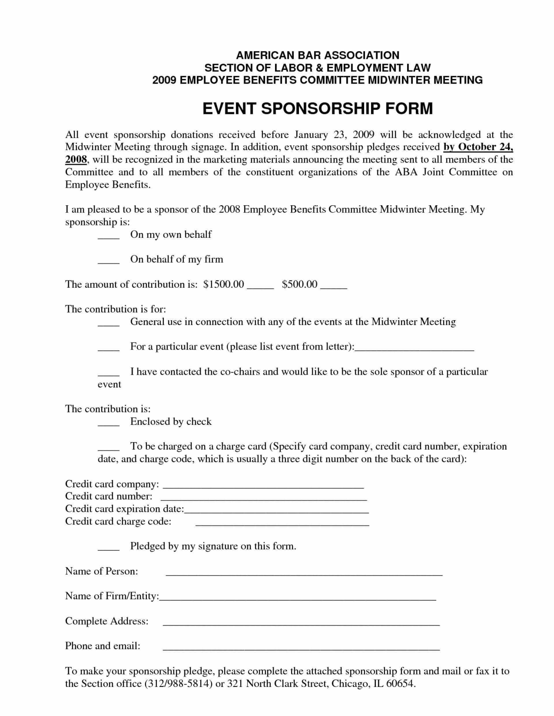 008 Event Sponsorship Form Template Sponsor Forms Luxury For Sponsor Card Template