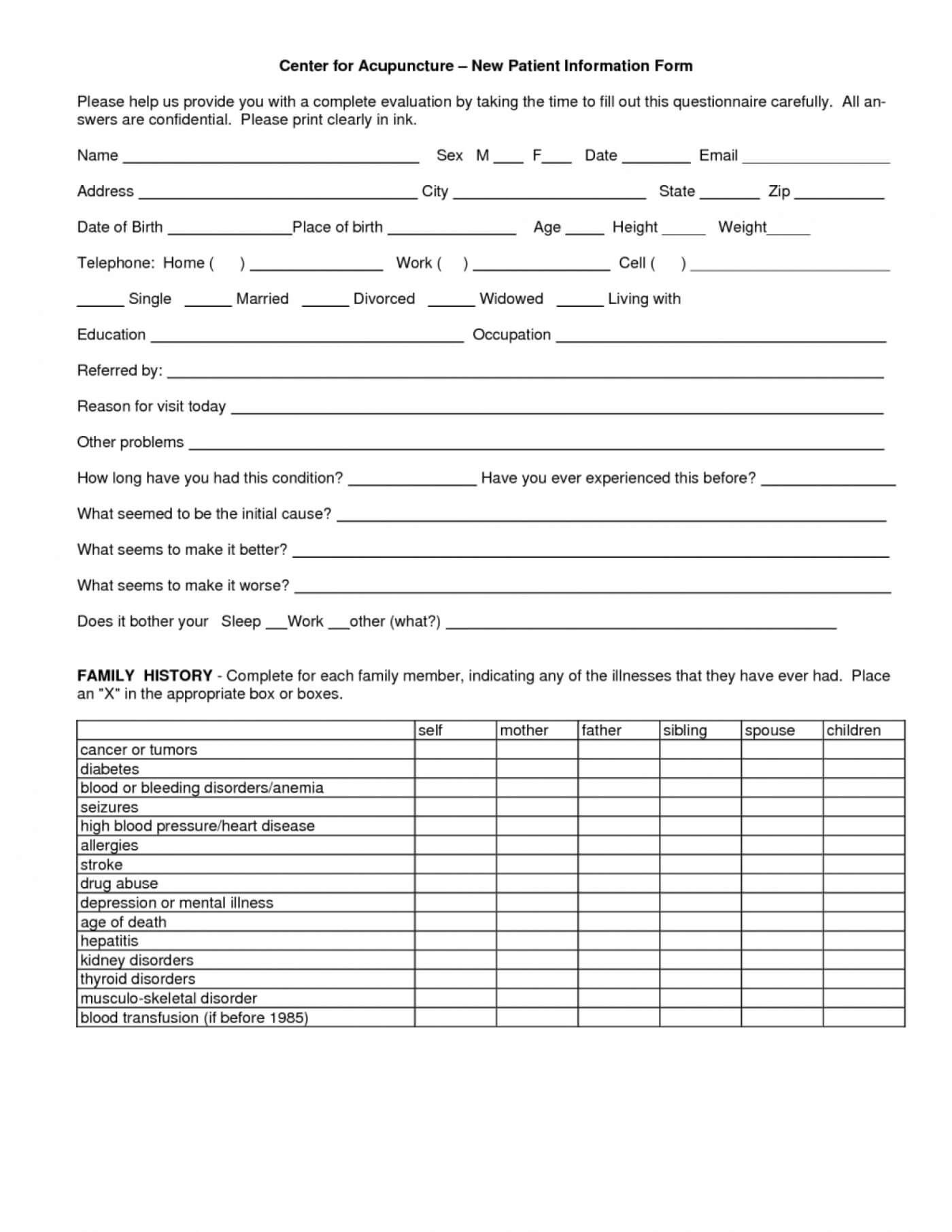 008 Free Patient Intake Form Template Ideas 20Patient Pertaining To History And Physical Template Word