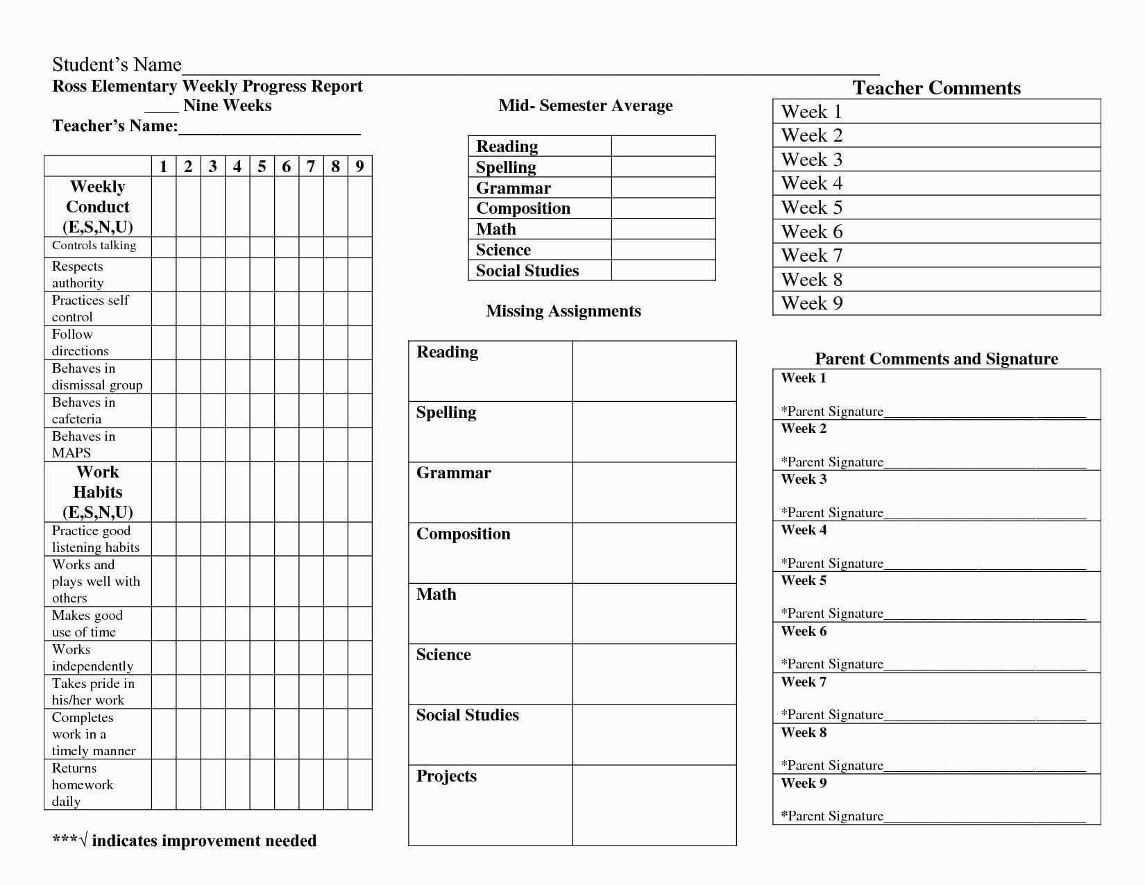 010 Homeschool Report Card Template Free Ideas Printable For Homeschool Report Card Template Middle School
