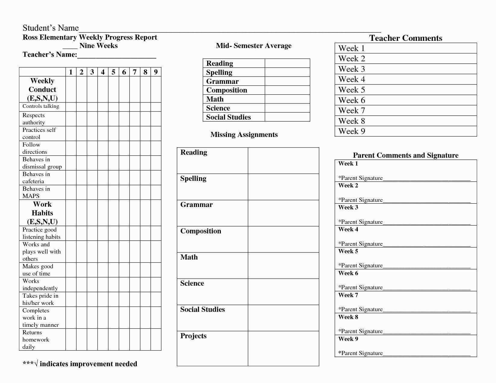 010 Homeschool Report Card Template Free Ideas Printable For Homeschool Report Card Template Middle School