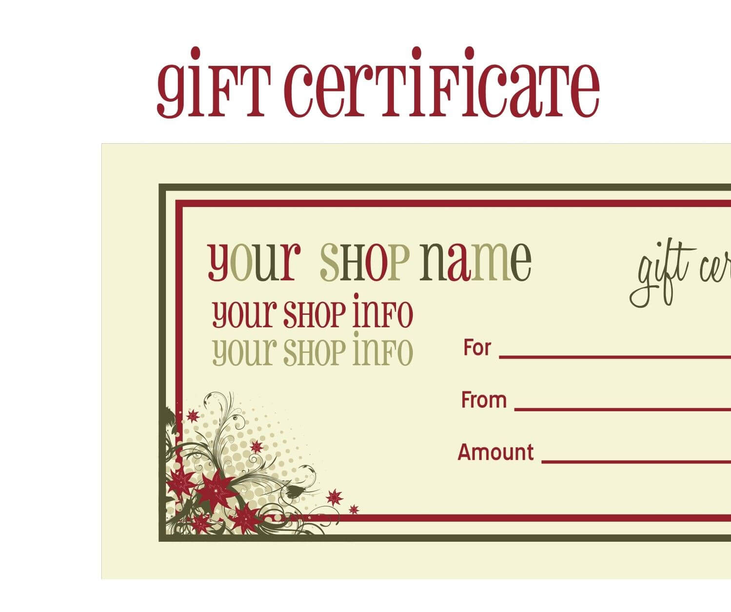 010 Template Ideas Free Printable Gift Certificates Within Homemade Christmas Gift Certificates Templates