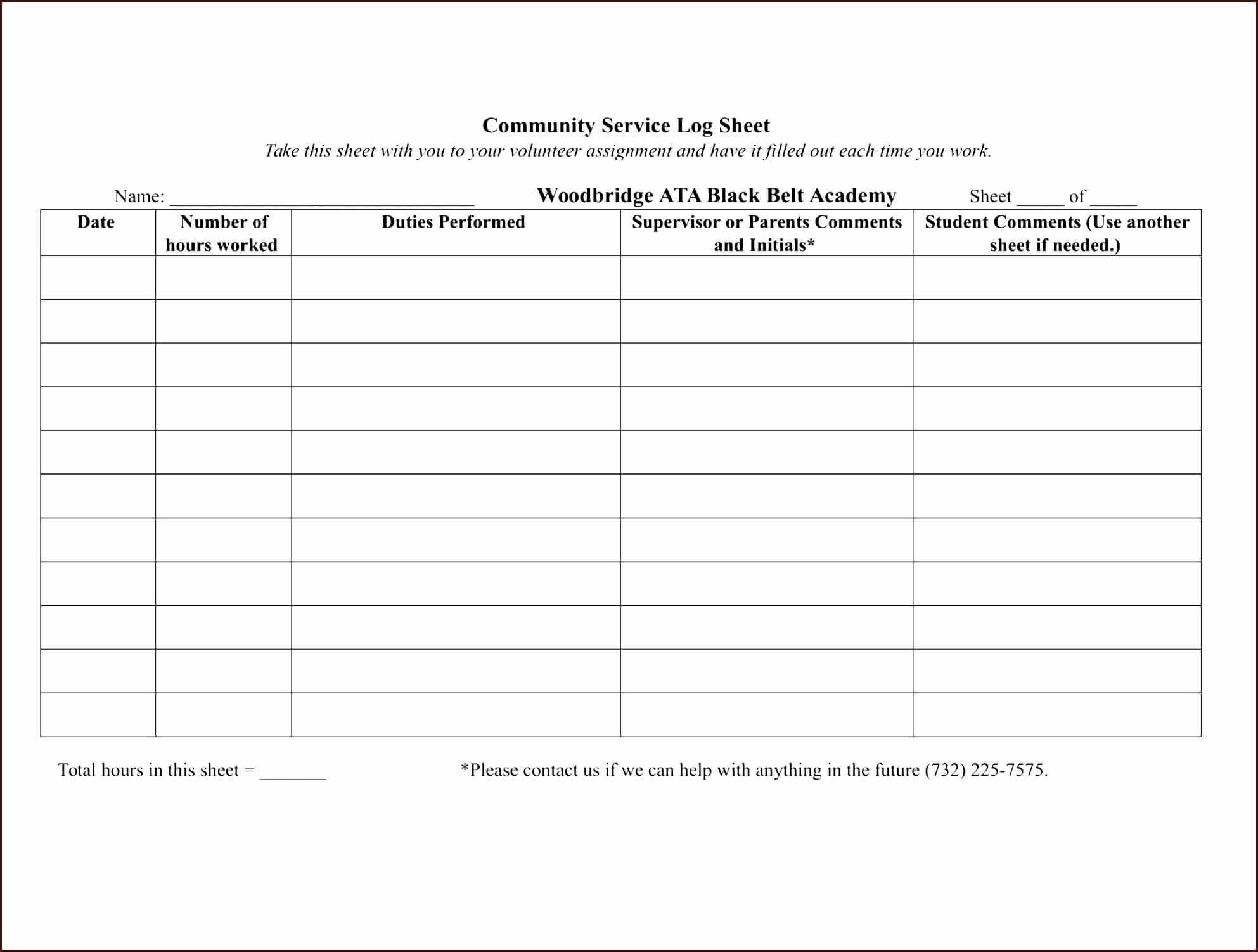 010 Volunteer Hours Form Template Ideas Community Service in Community Service Template Word