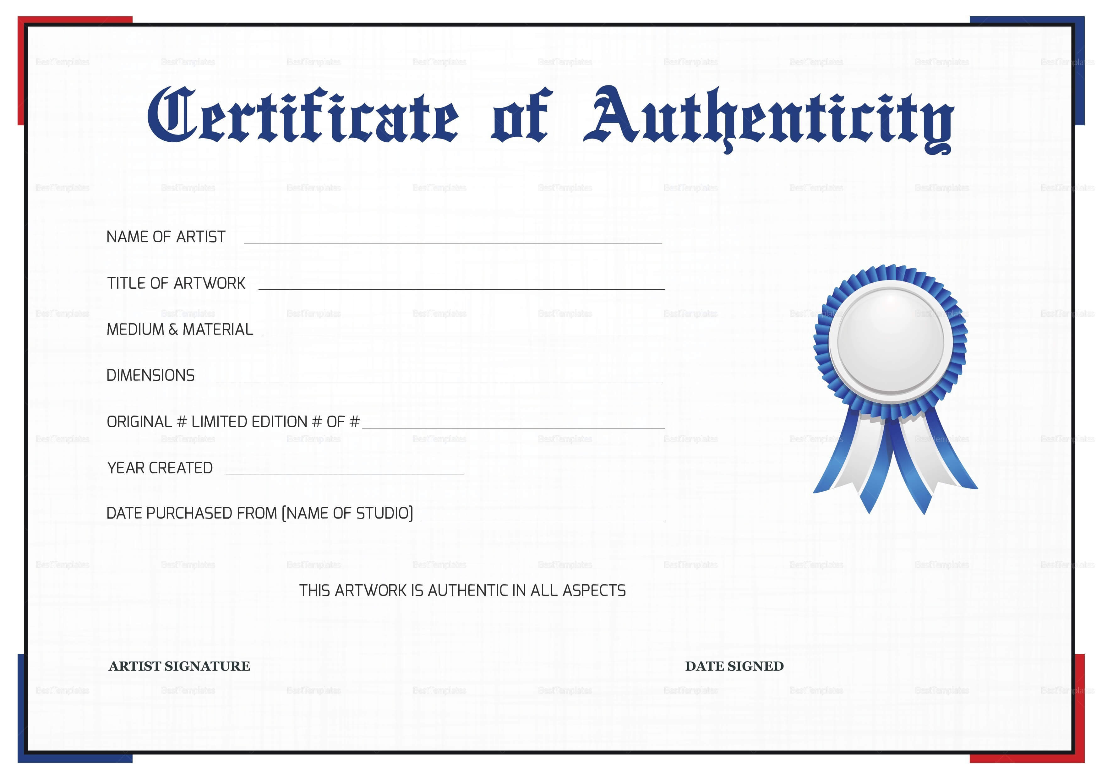 011 Certificate Of Authenticity Artwork Template Resume Art Within Free Art Certificate Templates