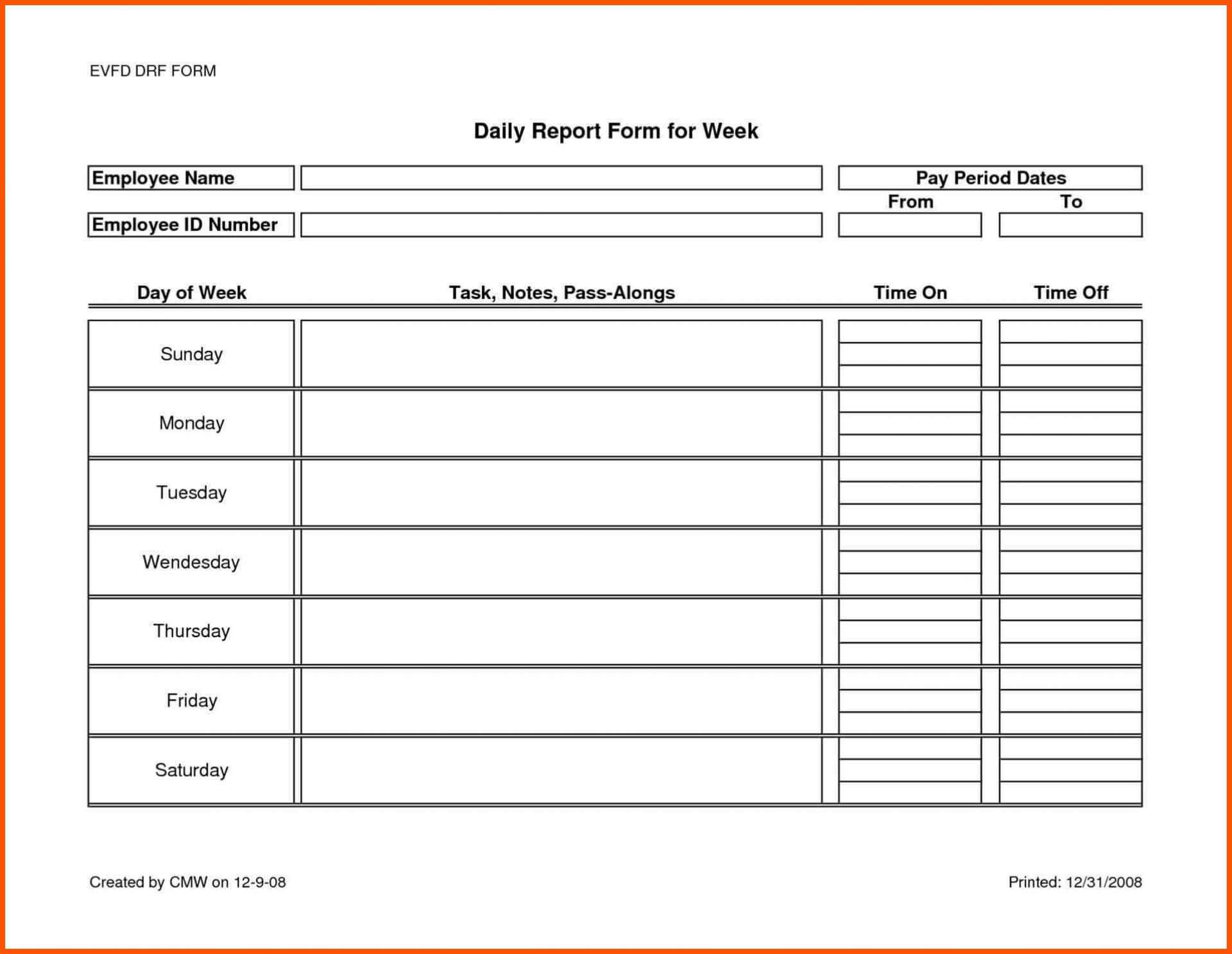 011 Daily Work Report Format Sample In Excel Job January Regarding Daily Work Report Template