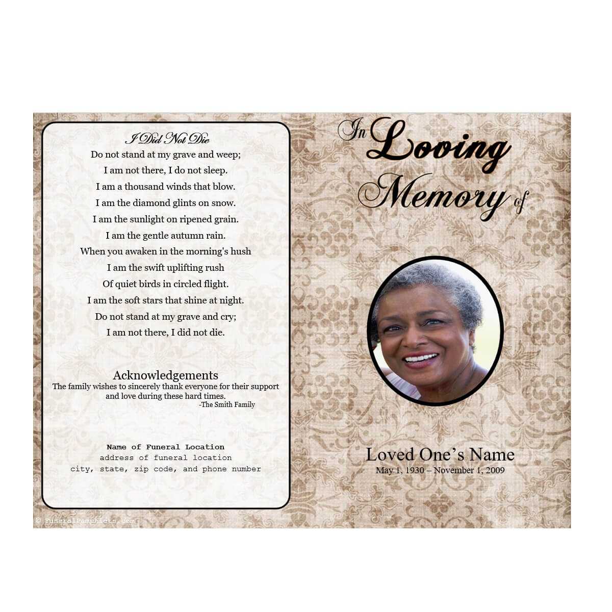 012 Free Funeral Program Template Download Ideas Floral Inside Memorial Brochure Template