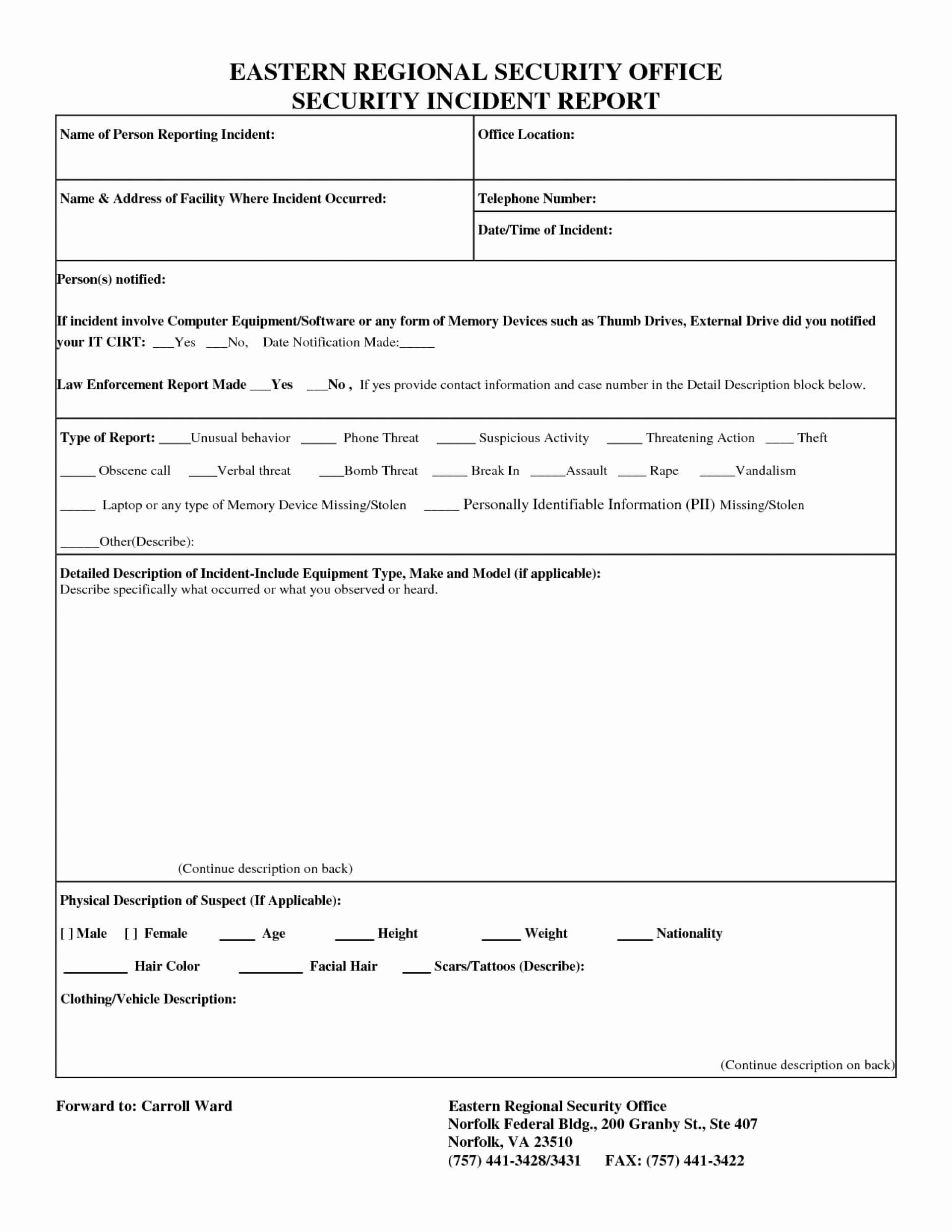 012 Security Incident Report Template Surprising Ideas Inside Physical Security Report Template