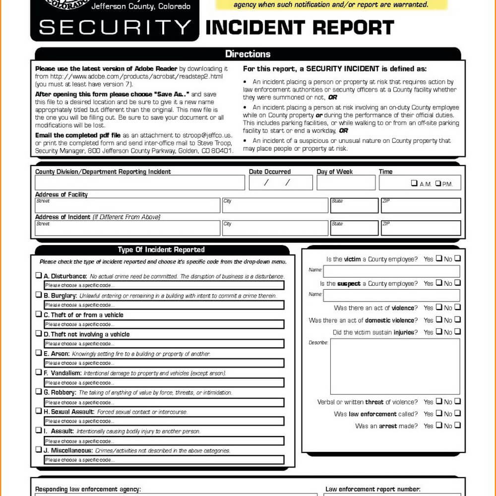 013 Physical Security Incident Report Template Surprising Intended For Physical Security Report Template