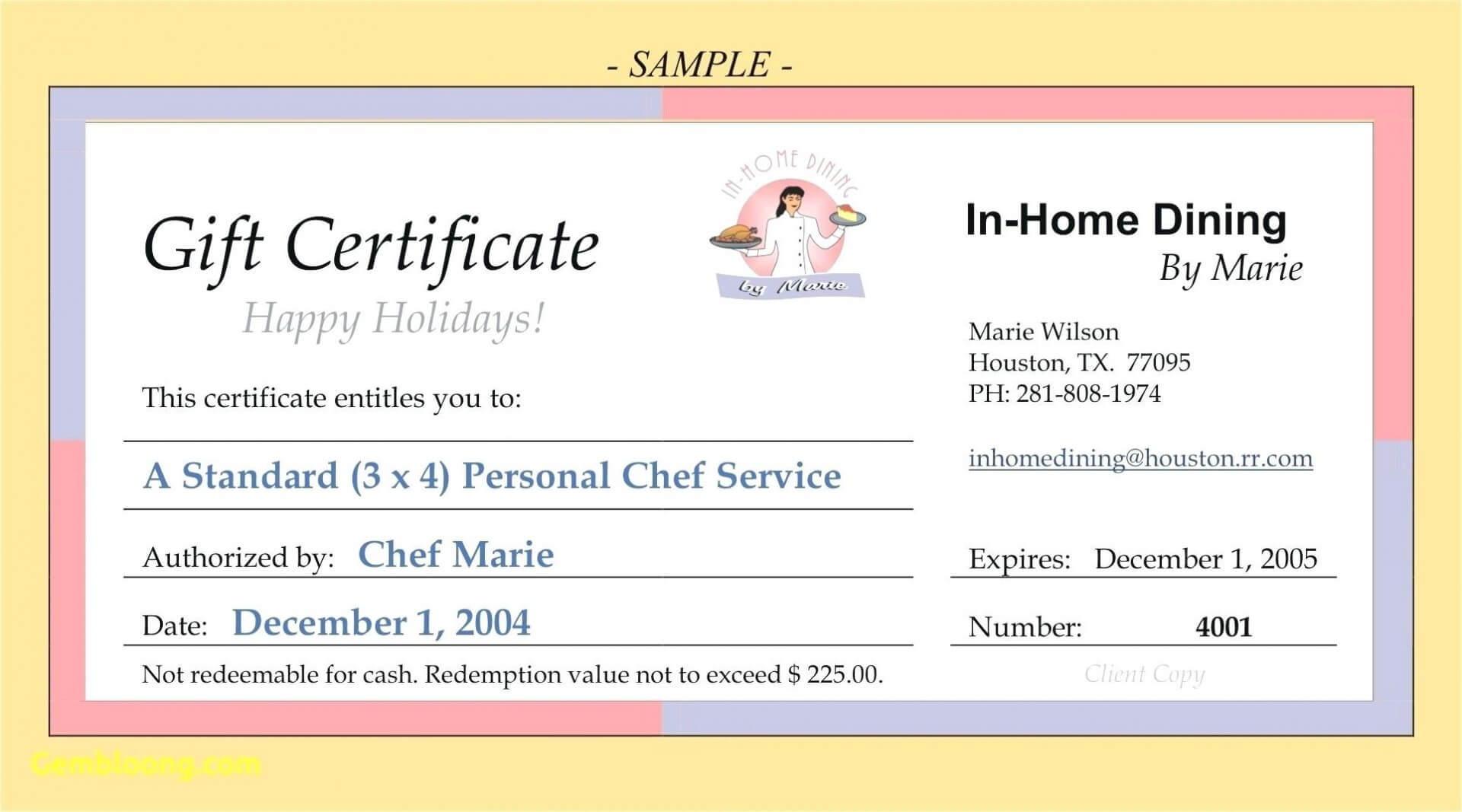 013 Restaurant Gift Certificate Templates Unique With Restaurant Gift Certificate Template