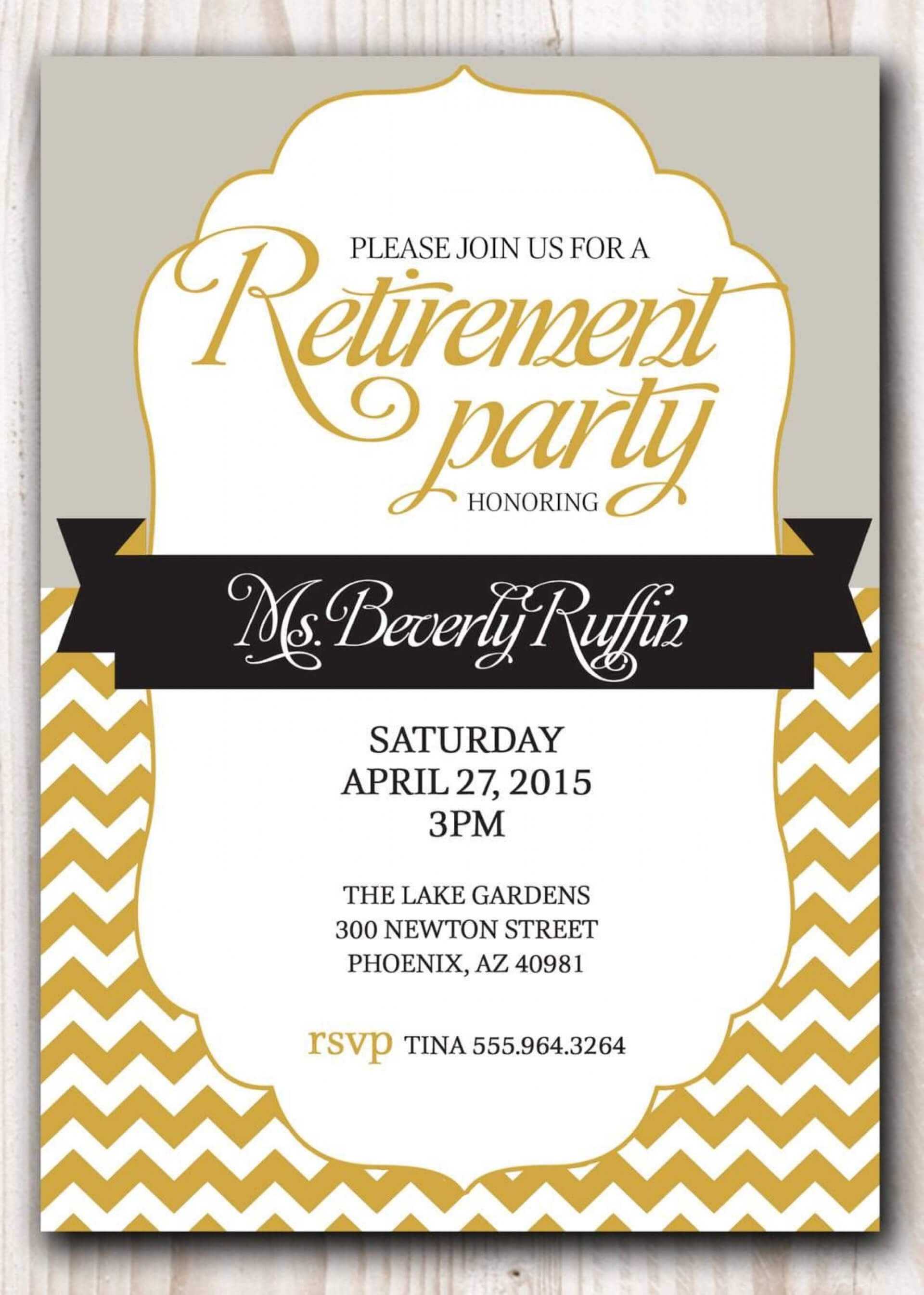 013 Retirement Party Invitation Template Free Templates Inside Retirement Card Template