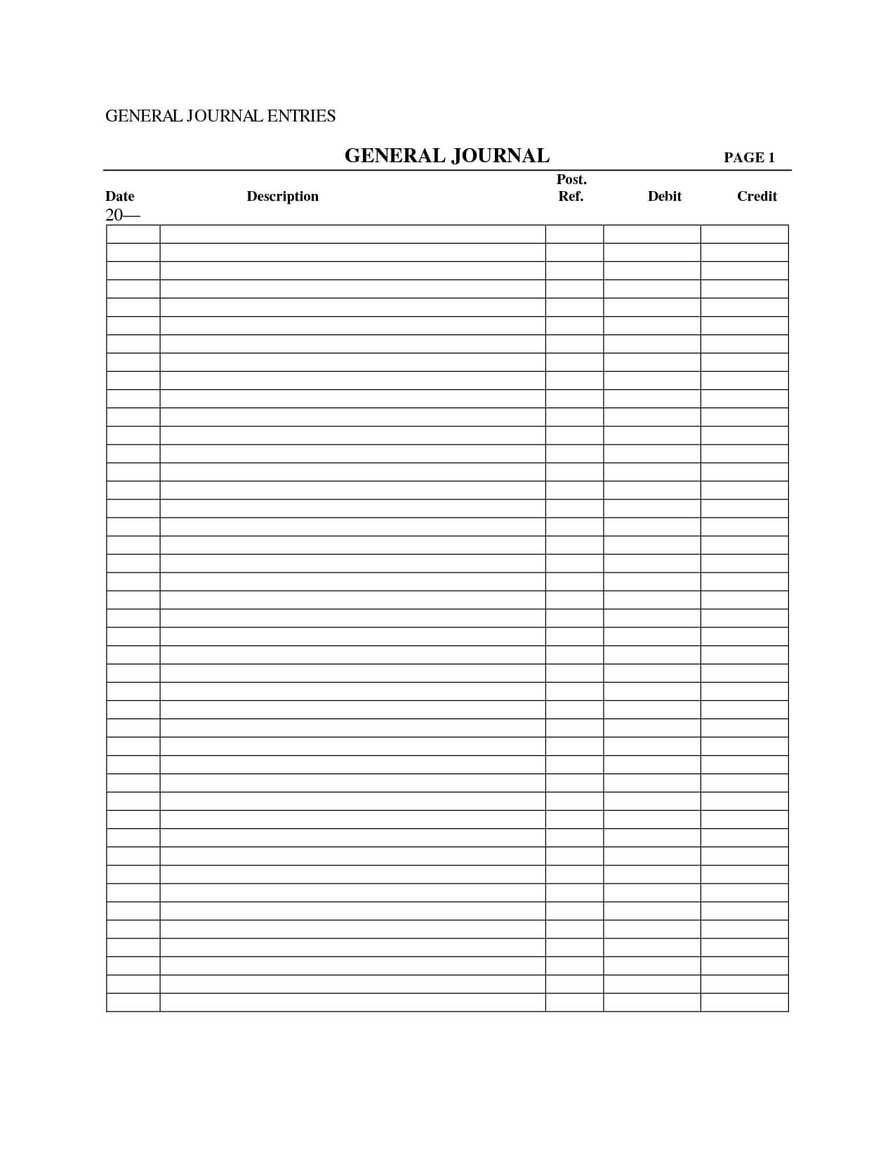014 Accounting Journal Entry Template General 367979 Pertaining To Double Entry Journal Template For Word